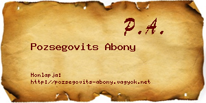 Pozsegovits Abony névjegykártya